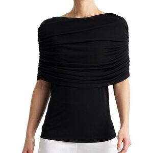 NWT Natori Rouched Shoulder Top- Black Women's Large